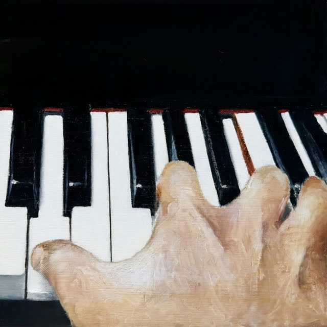 Reverie Cycle cover: a hand on piano keys, painted